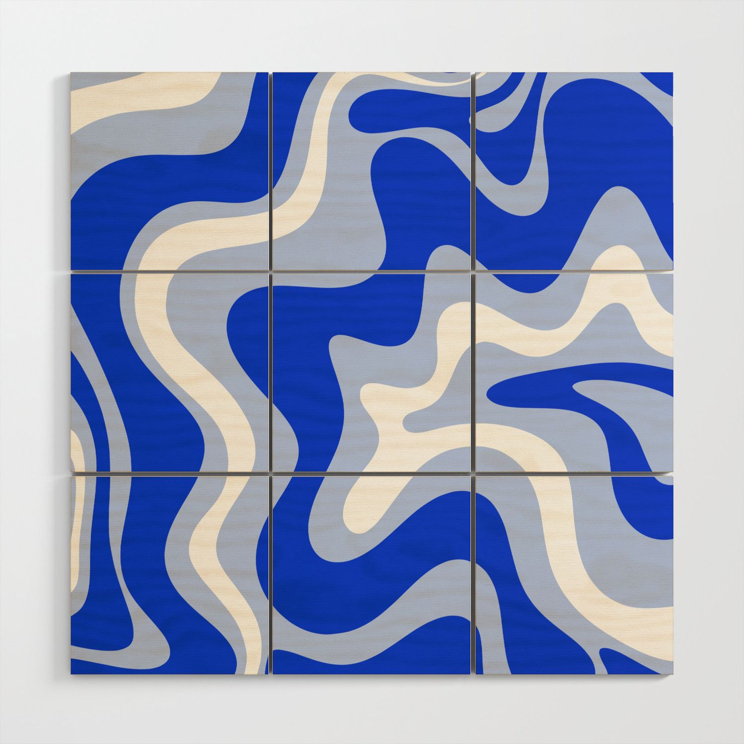 Retro Liquid Swirl Abstract Pattern Royal Blue, Light Blue, And White Wood Wall  Artkierkegaard Design Studio | Society6 For Newest Liquid Swirl Wall Art (View 10 of 20)