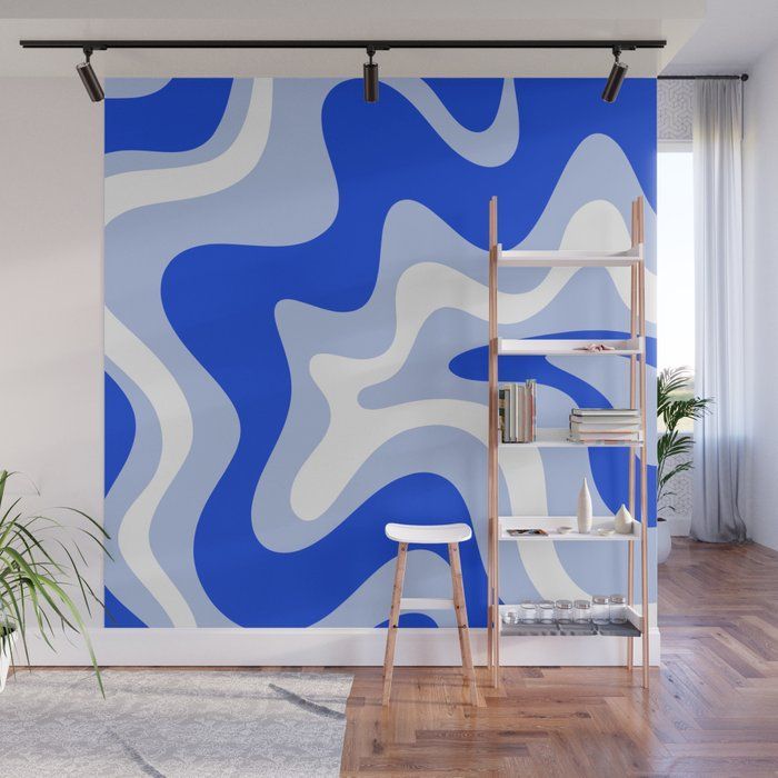 Retro Liquid Swirl Abstract Pattern Square In Royal Blue, Light Blue, And  White Wall Muralkierkegaard Des… | Wall Paint Designs, Wall Murals,  Room Wall Painting Regarding 2018 Liquid Swirl Wall Art (View 13 of 20)