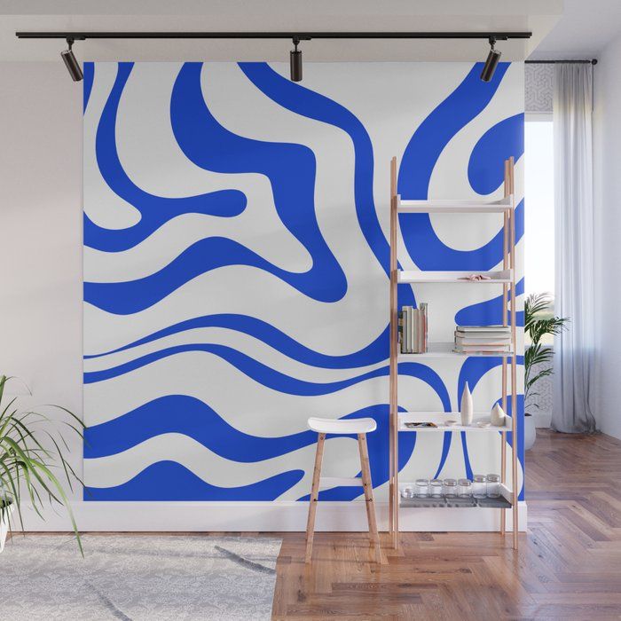 Retro Modern Liquid Swirl Abstract Pattern In Royal Blue And White Wall  Muralkierkegaard Design Studio | Society6 Intended For Recent Liquid Swirl Wall Art (View 6 of 20)