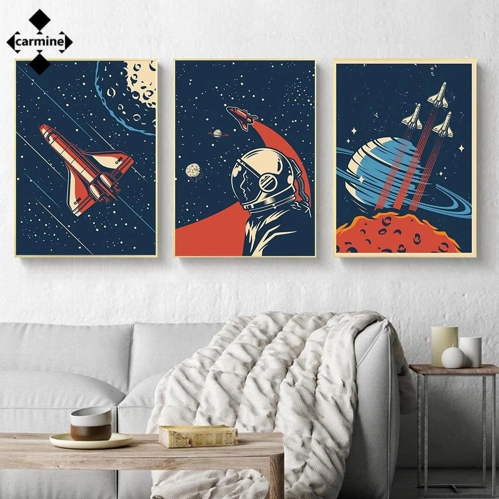 Retro Space Canvas Wall Art Vintage Art Posters And Prints Retro Travel  Landscape Print Painting For Living Room Home Decoration – Painting &  Calligraphy – Aliexpress Regarding Newest Retro Art Wall Art (View 7 of 20)