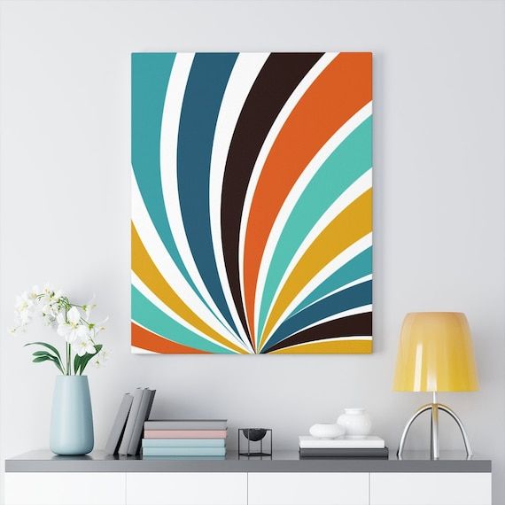 Retro Wall Art Psychedelic 70's Wave Groovy Black Blue – Etsy Throughout Latest Retro Wall Art (View 4 of 20)