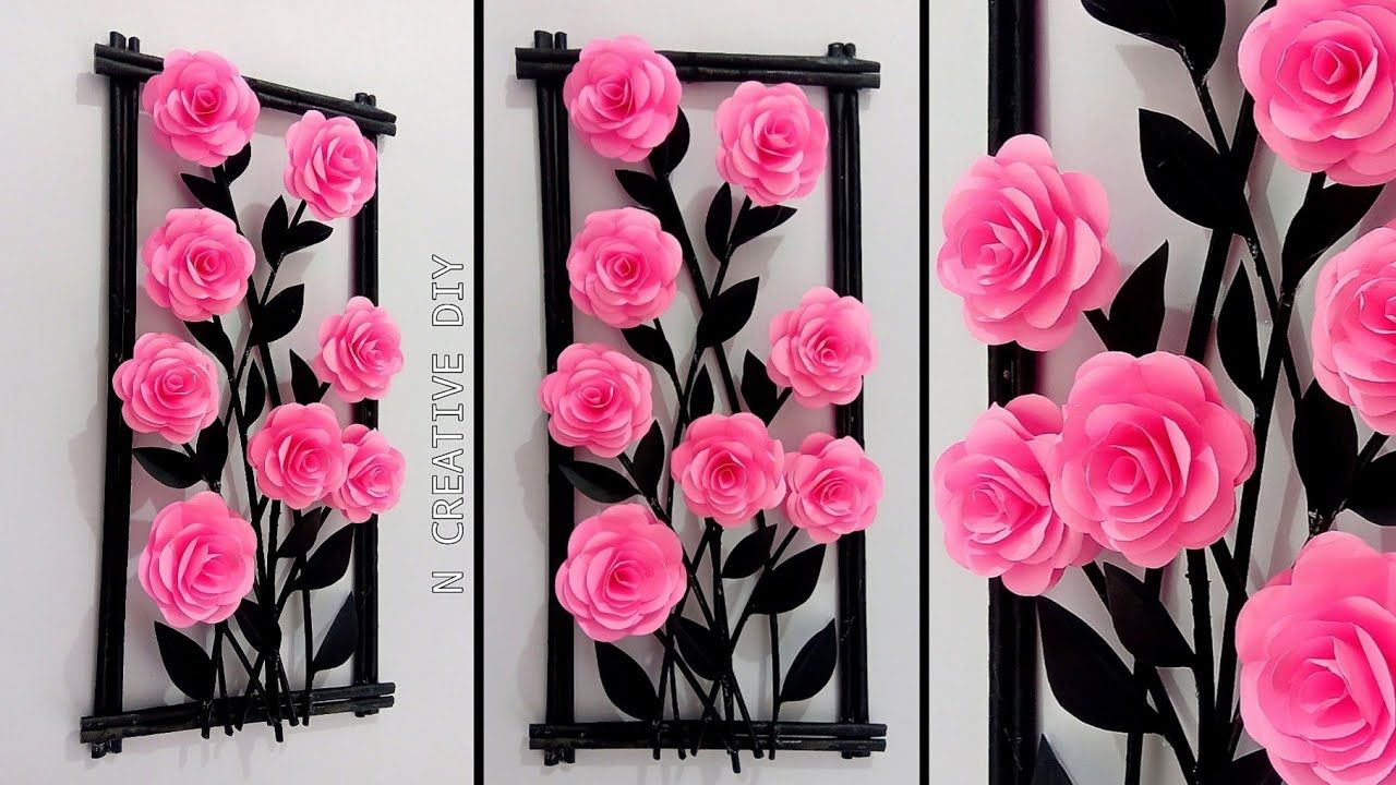 Rose Wall Hanging Craft | Diy Home Decor Ideas | Diy Room Decor | Paper Wall  Decor | Paper Wall Mate – Youtube With Best And Newest Roses Wall Art (View 3 of 20)