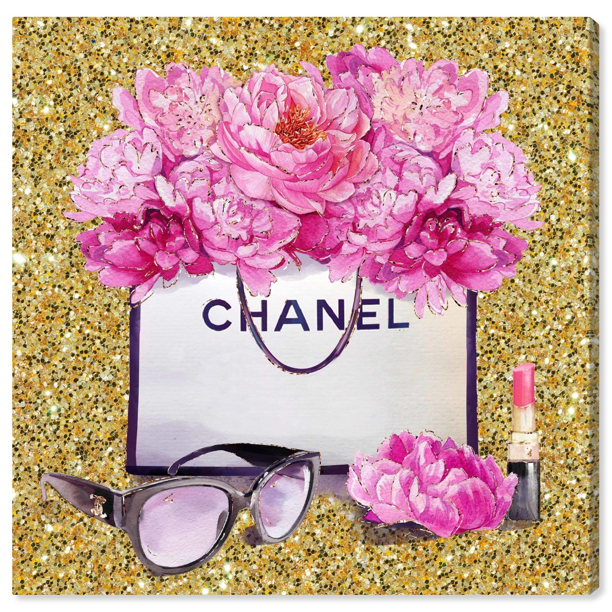 Runway Avenue Fashion And Glam Wall Art Print 'shopping Day Gold Glitter'  Accessories – Pink, Gold – Walmart Throughout 2017 Glitter Pink Wall Art (View 17 of 20)