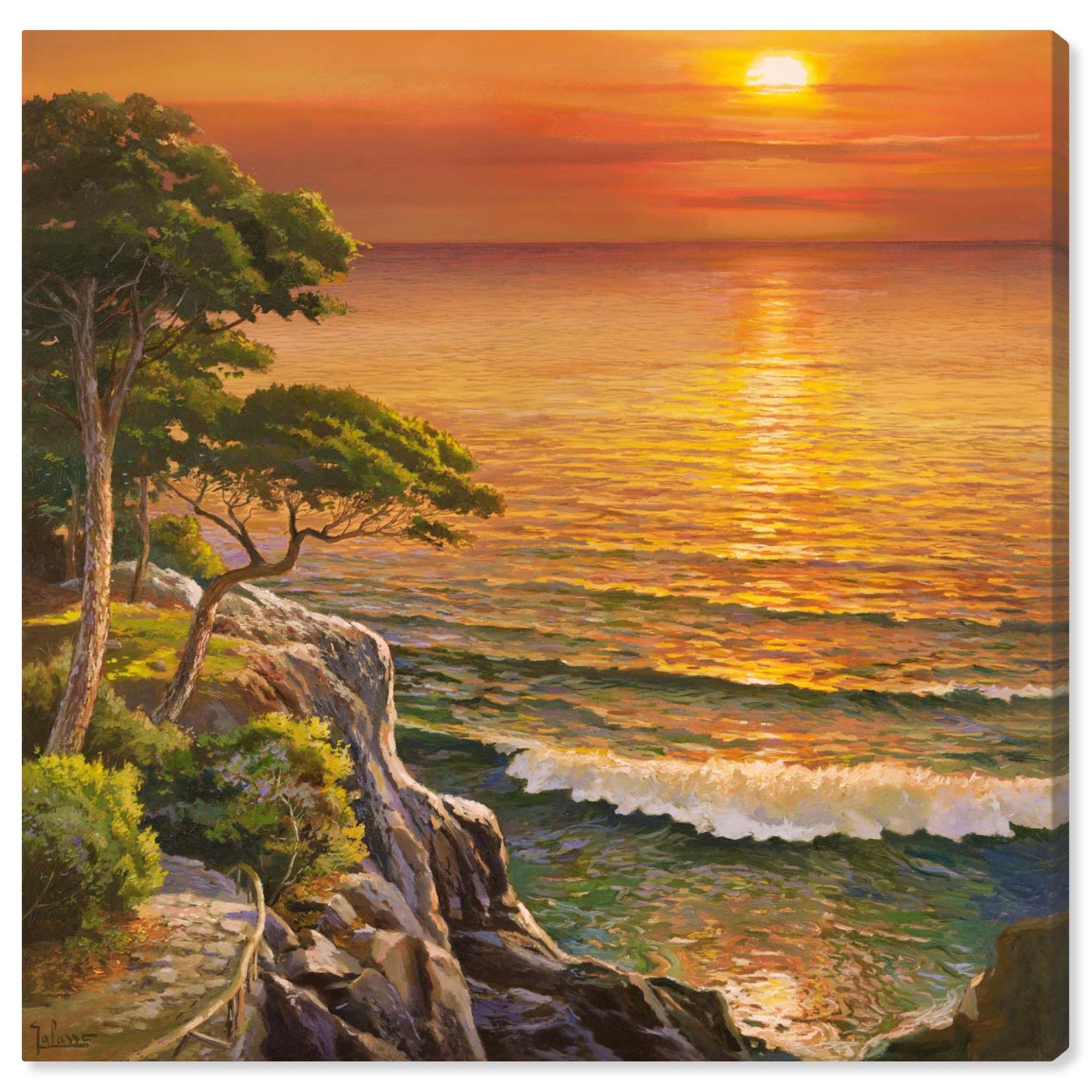 Runway Avenue Nature And Landscape Wall Art Canvas Prints 'sai – Sunset  Visage 1ad2552' Sunrise And Sunsets – Orange, Green – Walmart For Most Up To Date Sunset Landscape Wall Art (Gallery 20 of 20)