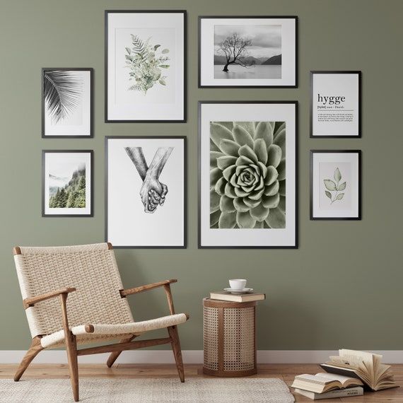 Sage Green Wall Art Gallery Wall Set Boho Wall Decor – Etsy With Regard To Best And Newest Olive Green Wall Art (View 5 of 20)