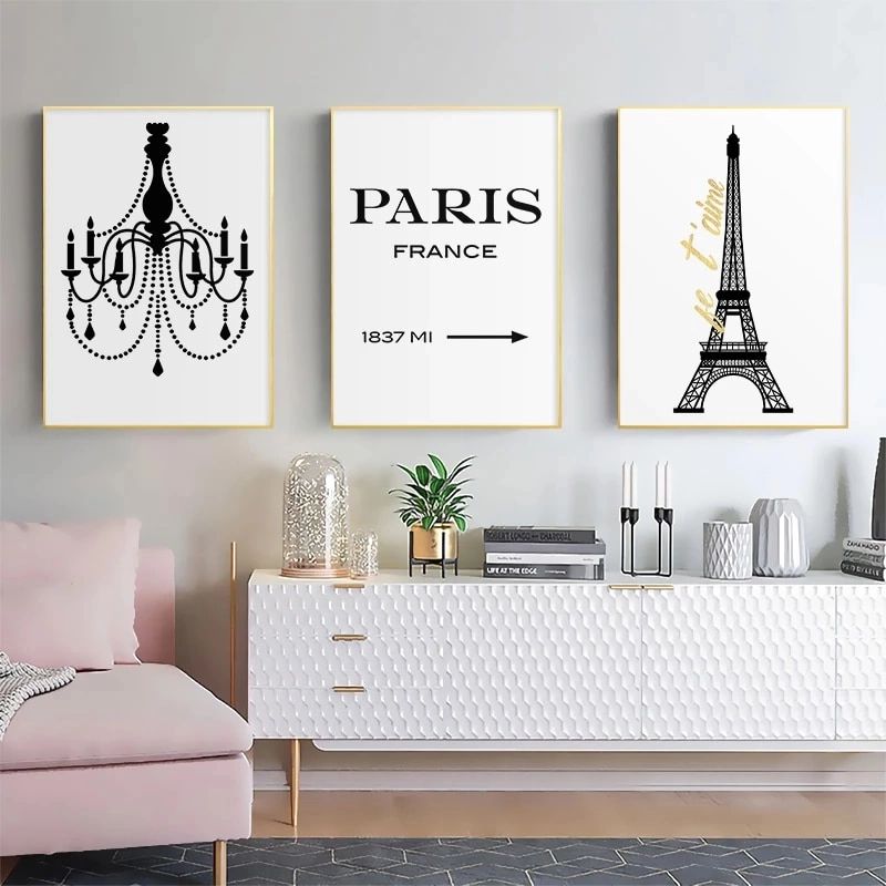 Scandinavian Black White Canvas Painting Eiffel Tower Chandelier Poster And  Prints Paris Wall Art Pictures For Bedroom Decor – Painting & Calligraphy –  Aliexpress Within Most Recent Parisian Wall Art (Gallery 20 of 20)