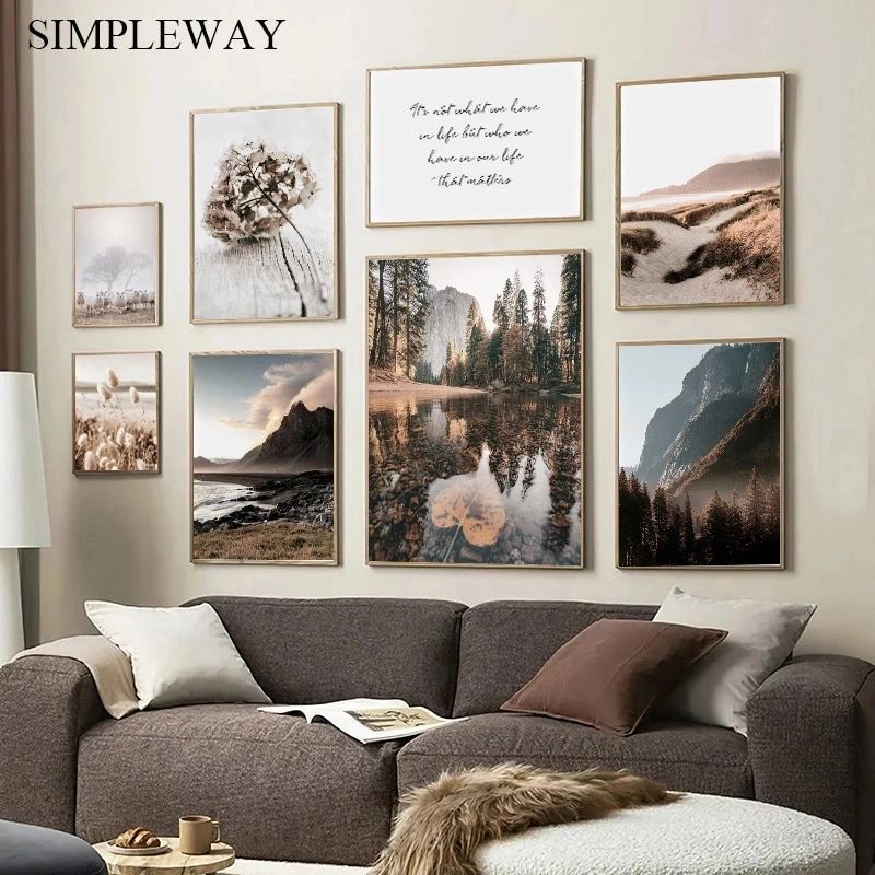 Scandinavian Mountain Lake Wall Art Poster Nordic Photography Print Autumn  Nature Landscape Painting Picture Modern Home Decor|painting & Calligraphy|  – Aliexpress Intended For Most Current Mountain Lake Wall Art (View 10 of 20)