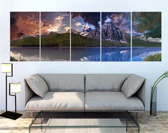 Scenic Mountain Lake Wall Art Art Mural Des Montagnes – Etsy France In Latest Mountain Lake Wall Art (View 4 of 20)