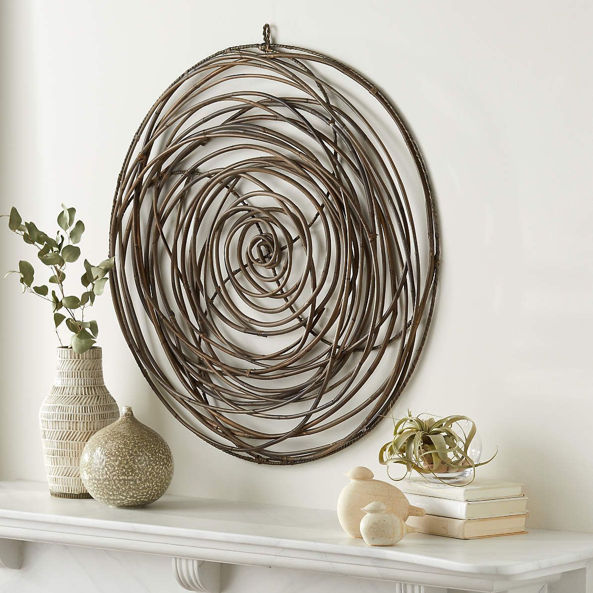 Scribble Circle' Hand Crafted Rattan Wall Art 32"x (View 8 of 20)