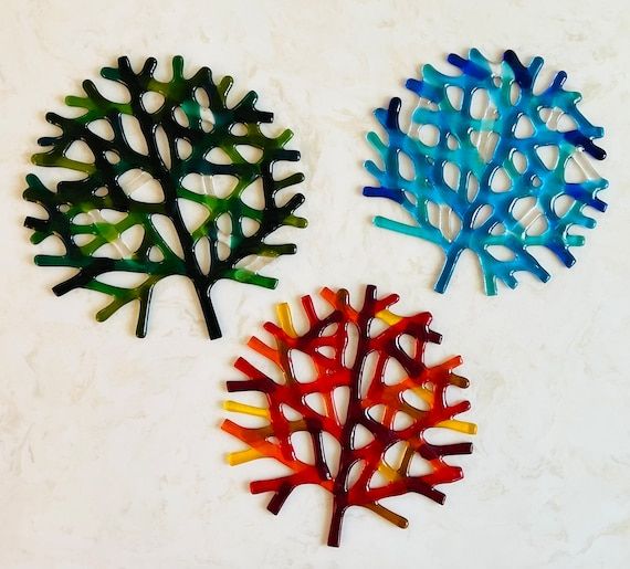 Sea Coral Wall Decor Fused Glass Branching Coral Sea Coral – Etsy France For 2018 Colorful Branching Wall Art (View 1 of 20)