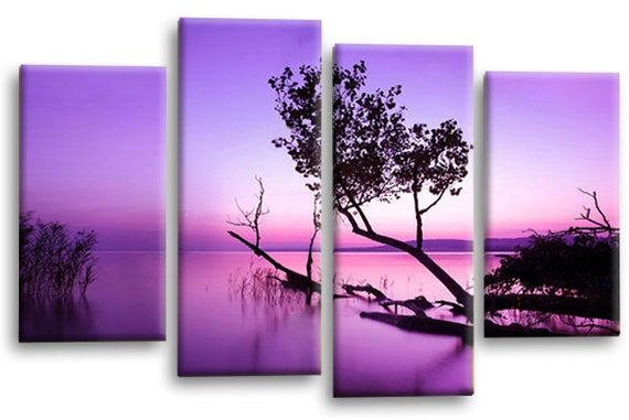 Seascape Wall Art Picture Purple Grey Sunset Landscape Framed – Etsy France In Recent Sunset Landscape Wall Art (View 2 of 20)