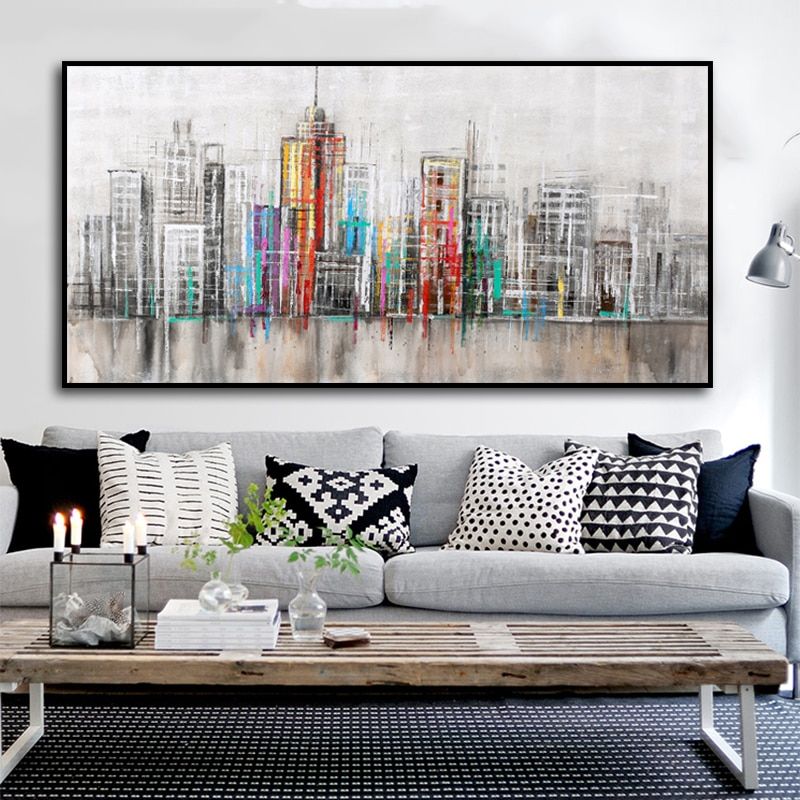 Selflessly Art Abstract Art City Skyline Canvas Painting Printed On Canvas  Wall Art For Living Room Modular Building Pictures – Painting & Calligraphy  – Aliexpress With Regard To Current Town Wall Art (View 5 of 20)