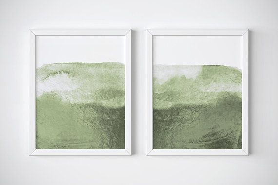 Set Of 2 Light Green Art Prints. Abstract Print Set. Sage Green Prints Set.  Abstract Art Set. Two Prints (View 12 of 20)