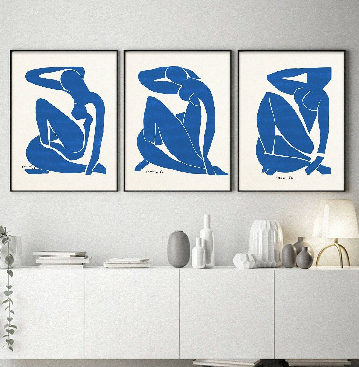Set Of 3 Blue Nude Henri Matisse Modern Wall Art Print (View 6 of 20)