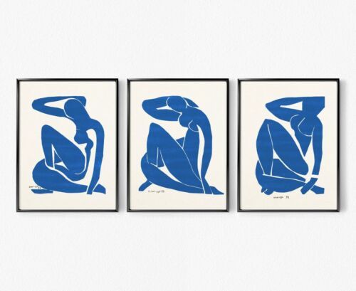 Set Of 3 Blue Nude Henri Matisse Modern Wall Art Print (View 10 of 20)