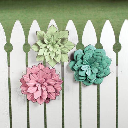 Set Of 3 Dimensional Colorful Antique Look Metal Flower Garden Fence Wall  Art | Ebay With Best And Newest Flower Garden Wall Art (View 7 of 20)