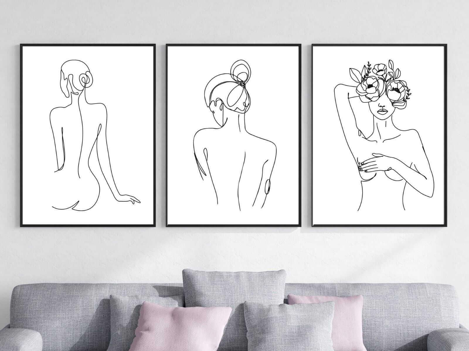 Set Of 3 Female Body Line Wall Art Prints Poster Bedroom Living Room  Minimalist | Ebay For 2017 Female Wall Art (View 15 of 20)