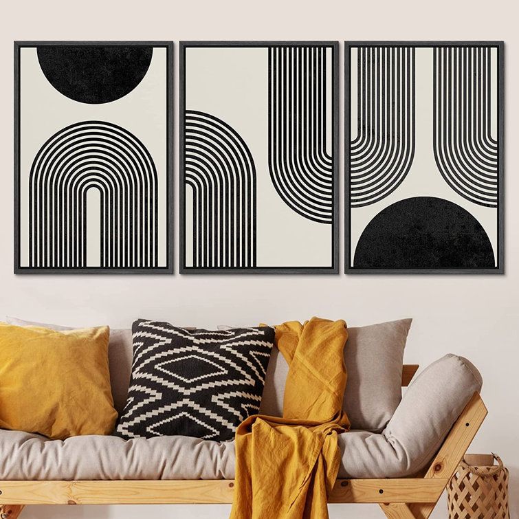 Signleader Spiral Parabolas & Solid Semi Circle – 3 Piece Graphic Art Set  On Canvas & Reviews | Wayfair Pertaining To Latest Spiral Circles Wall Art (View 16 of 20)