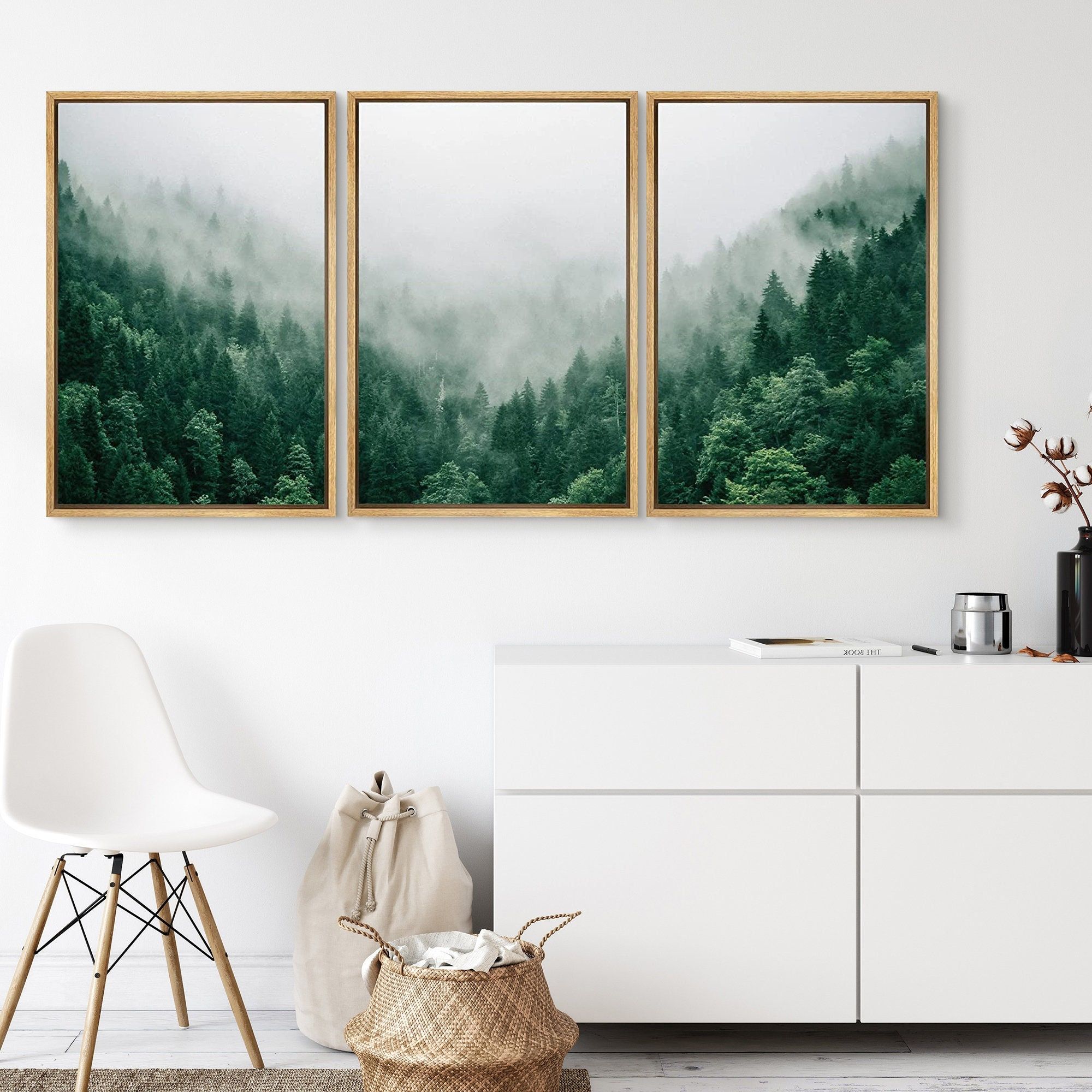 Signwin 3 Piece Framed Canvas Wall Art Green Forest Nature – Etsy Italia With 2018 Forest Wall Art (View 13 of 20)