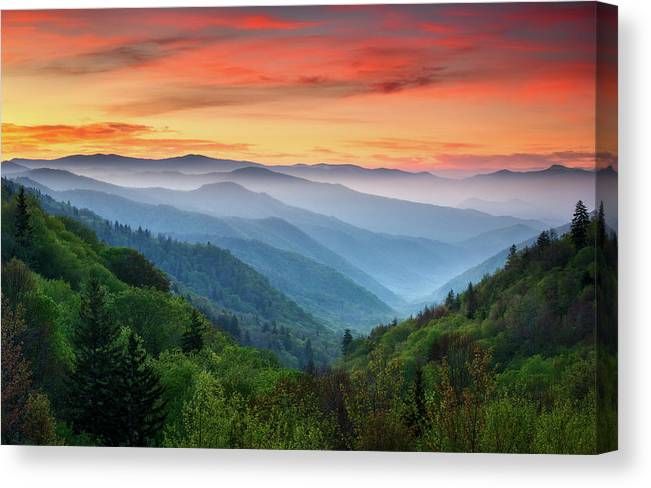 Smoky Mountains Sunrise – Great Smoky Mountains National Park Canvas Print  / Canvas Artdave Allen – Pixels Merch For Most Up To Date Smoky Mountain Wall Art (View 3 of 20)