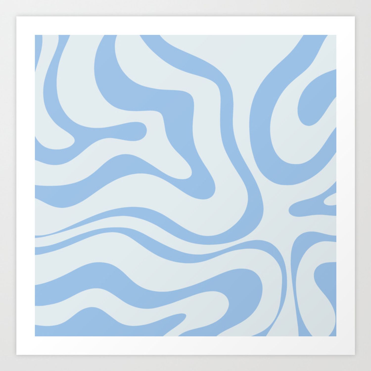 Soft Liquid Swirl Abstract Pattern Square In Powder Blue Art Print Kierkegaard Design Studio | Society6 Intended For Most Popular Liquid Swirl Wall Art (View 19 of 20)