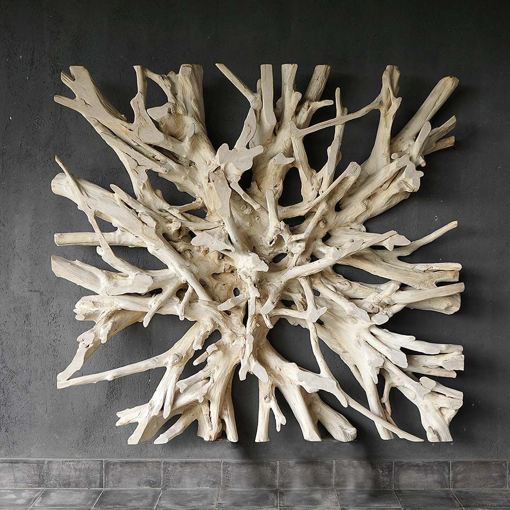 Squared Teak Root Form Wall Decor – Blaxsand Throughout Most Up To Date Roots Wood Wall Art (Gallery 20 of 20)