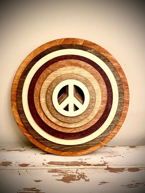 Stacked Peace Signs Wood 3d Table Art Wall Art Home Decor – Etsy In 2017 Peace Wood Wall Art (View 5 of 20)