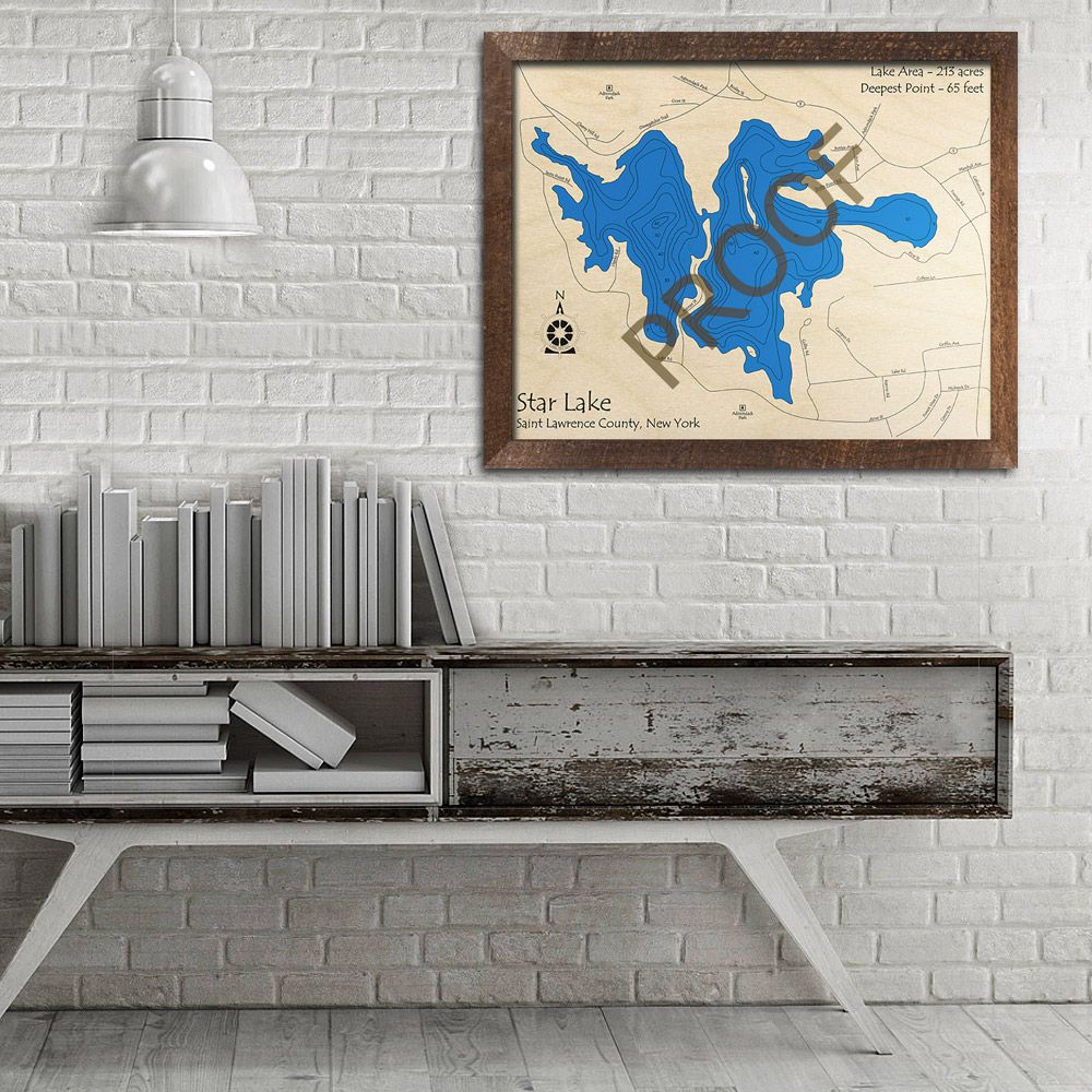 Star Lake, Ny 3d Wood Map | Laser Etched Nautical Decor Intended For Most Current Star Lake Wall Art (View 8 of 20)