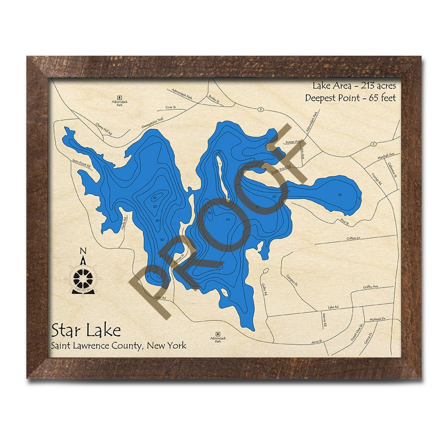 Star Lake, Ny 3d Wood Map | Laser Etched Nautical Decor Pertaining To Best And Newest Star Lake Wall Art (View 15 of 20)