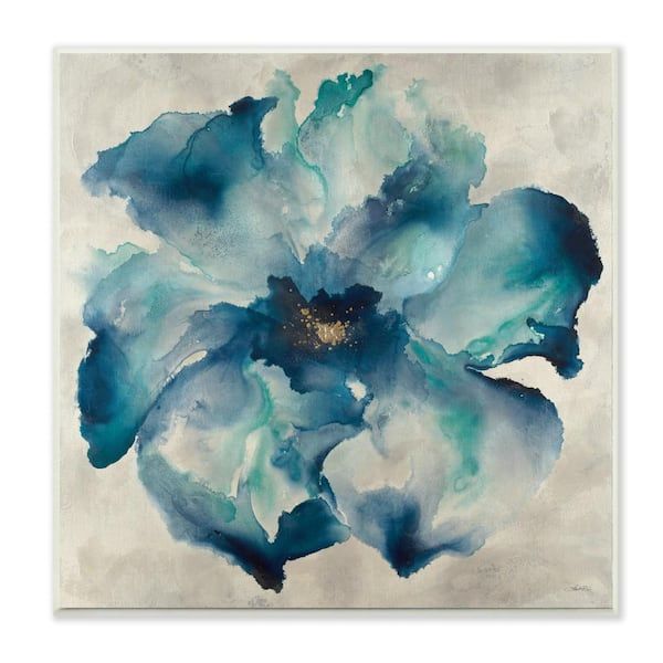 Stupell Industries 12 In. X 12 In. "dark Misty Blue Watercolor Flower  Painting"artist Third And Wall Wood Wall Art Ccp 291_wd_12x12 – The  Home Depot Inside Recent Dark Teal Wood Wall Art (Gallery 19 of 20)