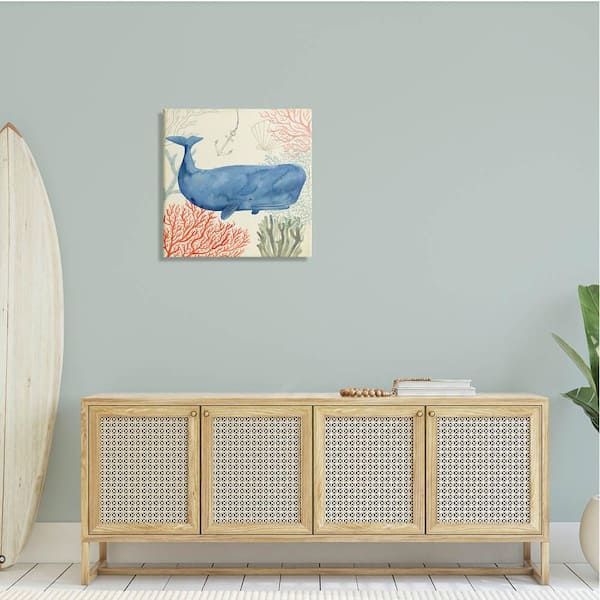Stupell Industries 24 In. X 24 In. "anchor Coral And Shells Underwater  Whale Watercolor"artist Victoria Borges Canvas Wall Art  Cwp 337_cn_24x24 – The Home Depot In 2018 Underwater Wood Wall Art (Gallery 15 of 20)