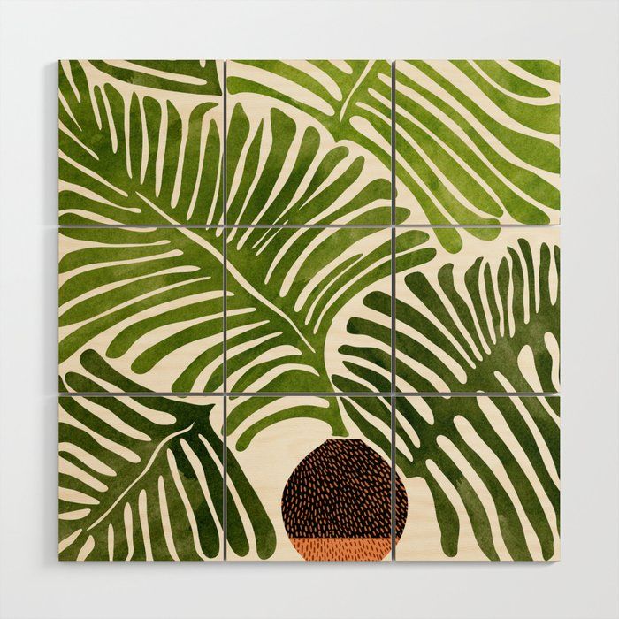 Summer Fern Simple Modern Watercolor Wood Wall Artmodern Tropical |  Society6 For Most Recently Released Summers Wood Wall Art (View 1 of 20)
