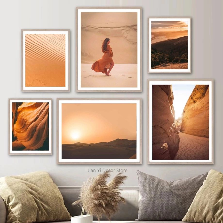 Sun Desert Dune Mountain Forest Woman Wall Art Canvas Painting Nordic  Posters And Prints Wall Pictures For Living Room Decor|painting &  Calligraphy| – Aliexpress In Recent Sun Desert Wall Art (Gallery 19 of 20)