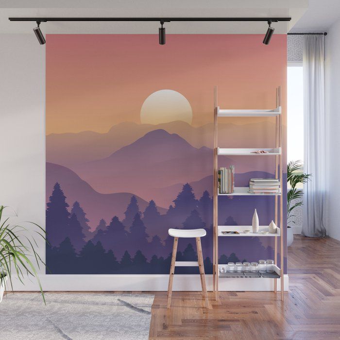 Sunrise Mountain Peaks Wall Muralday Dreamer | Society6 Pertaining To 2018 Sunrise Wall Art (View 14 of 20)