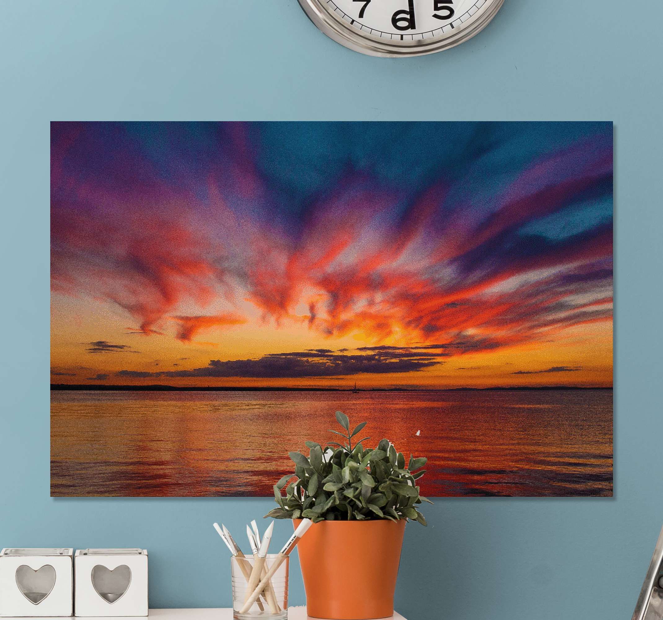 Sunset At The Sea Landscape Wall Art – Tenstickers In Recent Sunset Landscape Wall Art (View 14 of 20)