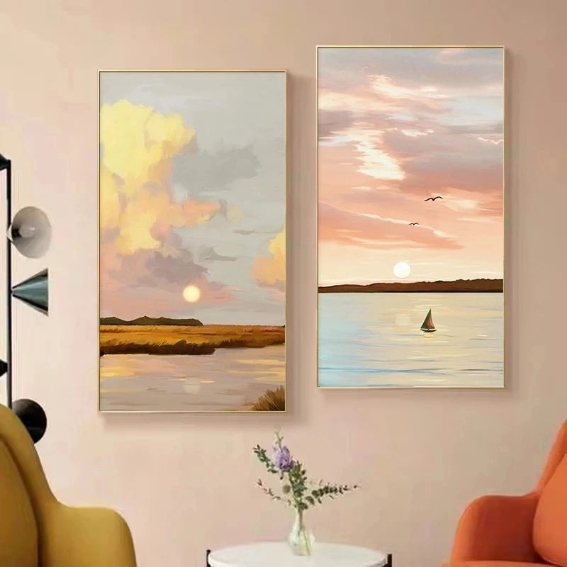 Sunset Landscape Abstract Canvas Painting Home Decor Posters And Prints  Seascape Wall Art Nordic Living Room Decorative Pictures – Painting &  Calligraphy – Aliexpress Regarding Most Recently Released Sunset Landscape Wall Art (View 13 of 20)