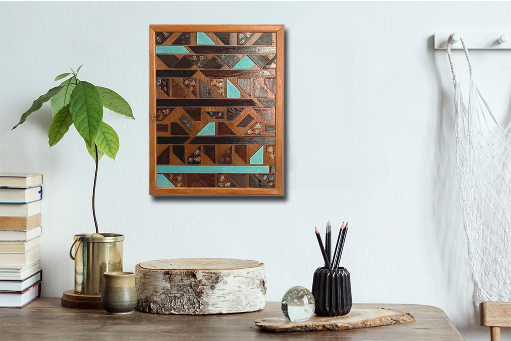 Teal Abstract" 3d Wall Art Wooden Wall Decor Framed Wood Wall Hanging Home  Office Decor With Most Recently Released Dark Teal Wood Wall Art (View 20 of 20)