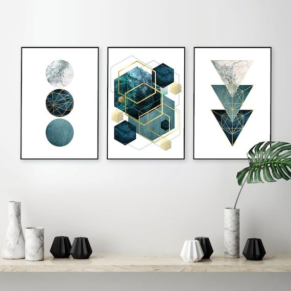 Teal Wall Art Digital Download Abstract Geometric Art – Etsy Inside Most Recently Released Teal Hexagons Wall Art (View 2 of 20)