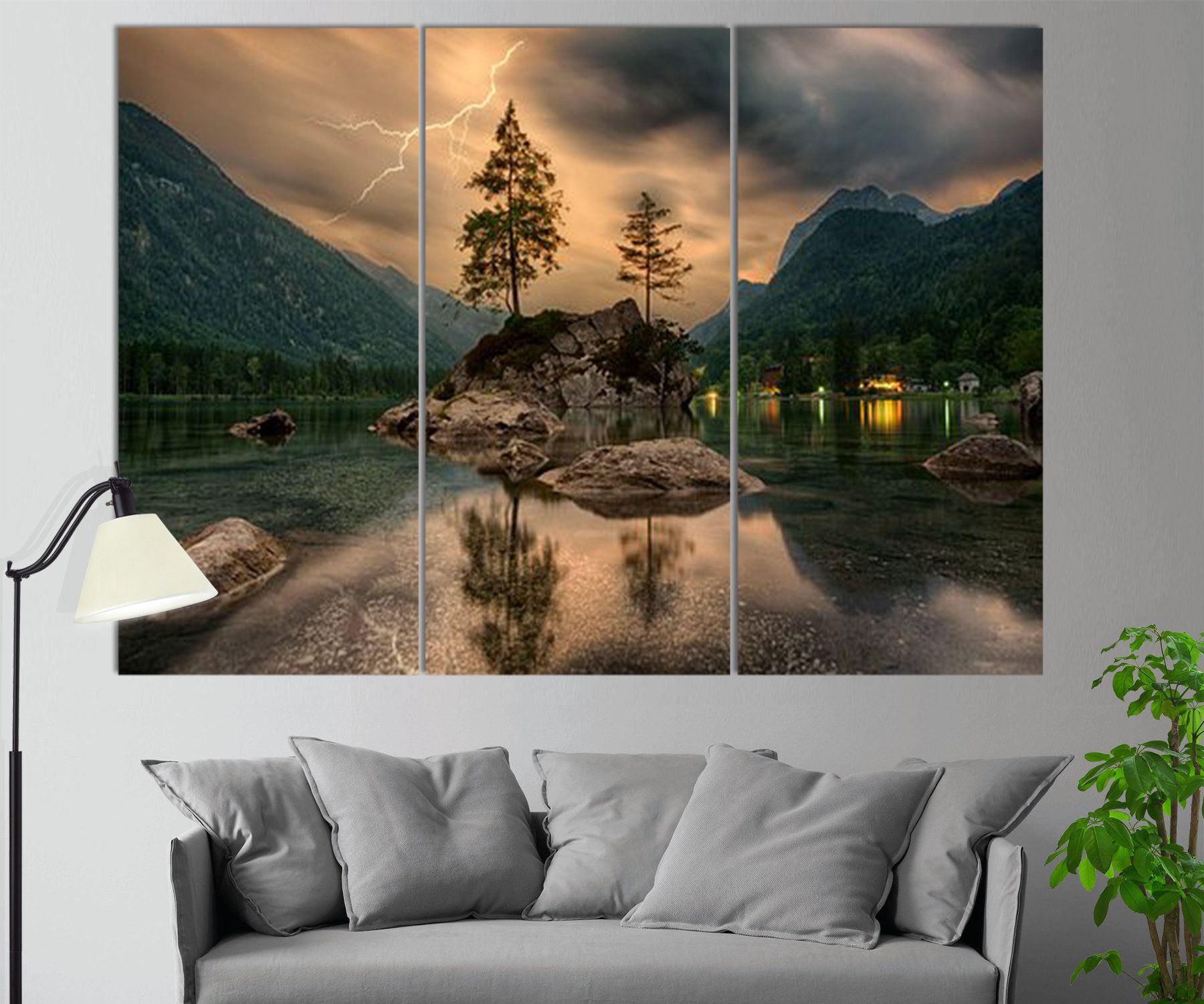 Thunderstorm Over Mountain Lake Canvas Print Storm Wall Art – Etsy Israel Intended For 2017 Mountain Lake Wall Art (Gallery 19 of 20)