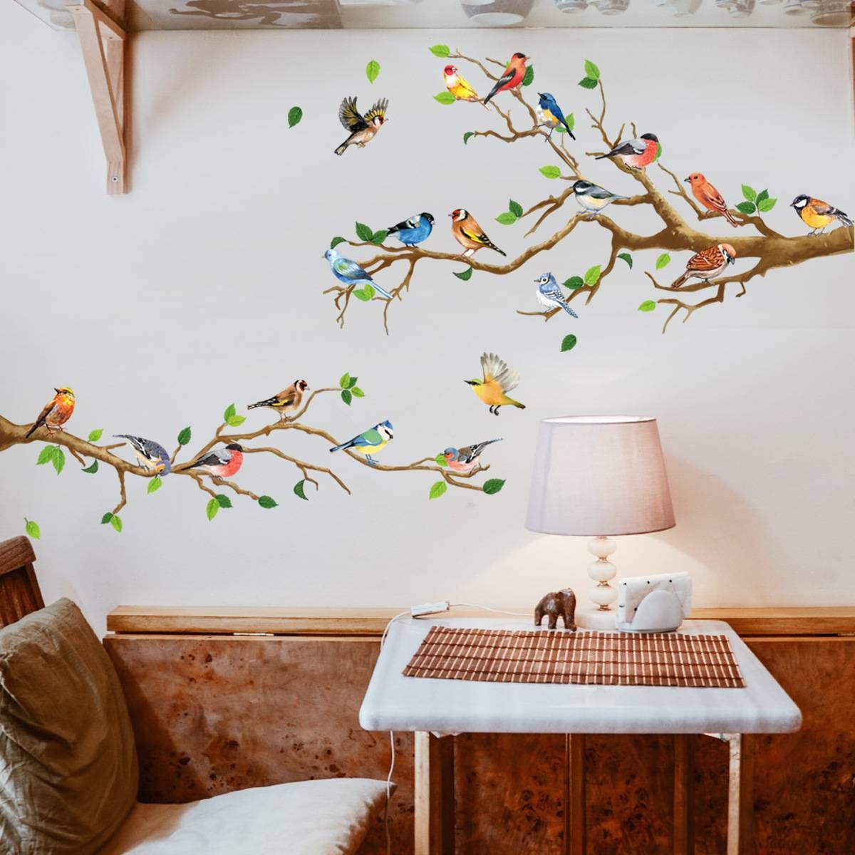 Tropical Colorful Birds Animals Tree Branches Background Wall Art  Decoration Pvc Removable Sticker In Best And Newest Colorful Branching Wall Art (Gallery 20 of 20)