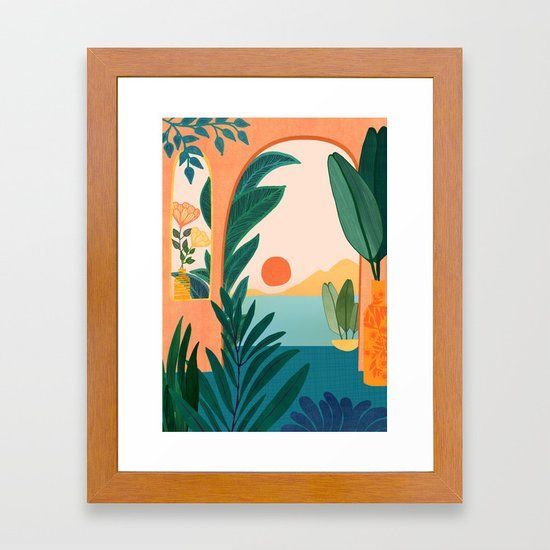 Tropical Evening Framed Art Printkristiangallagher | Society6 | Framed  Art Prints, Framed Art, Tropical Art Print With Regard To Most Recent Tropical Evening Wall Art (View 9 of 20)