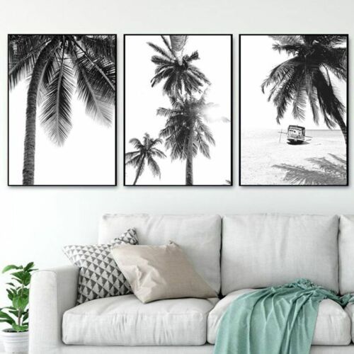Tropical Landscape Poster Black White Wall Picture Canvas Painting Home  Decor | Ebay Inside Newest Tropical Landscape Wall Art (View 8 of 20)