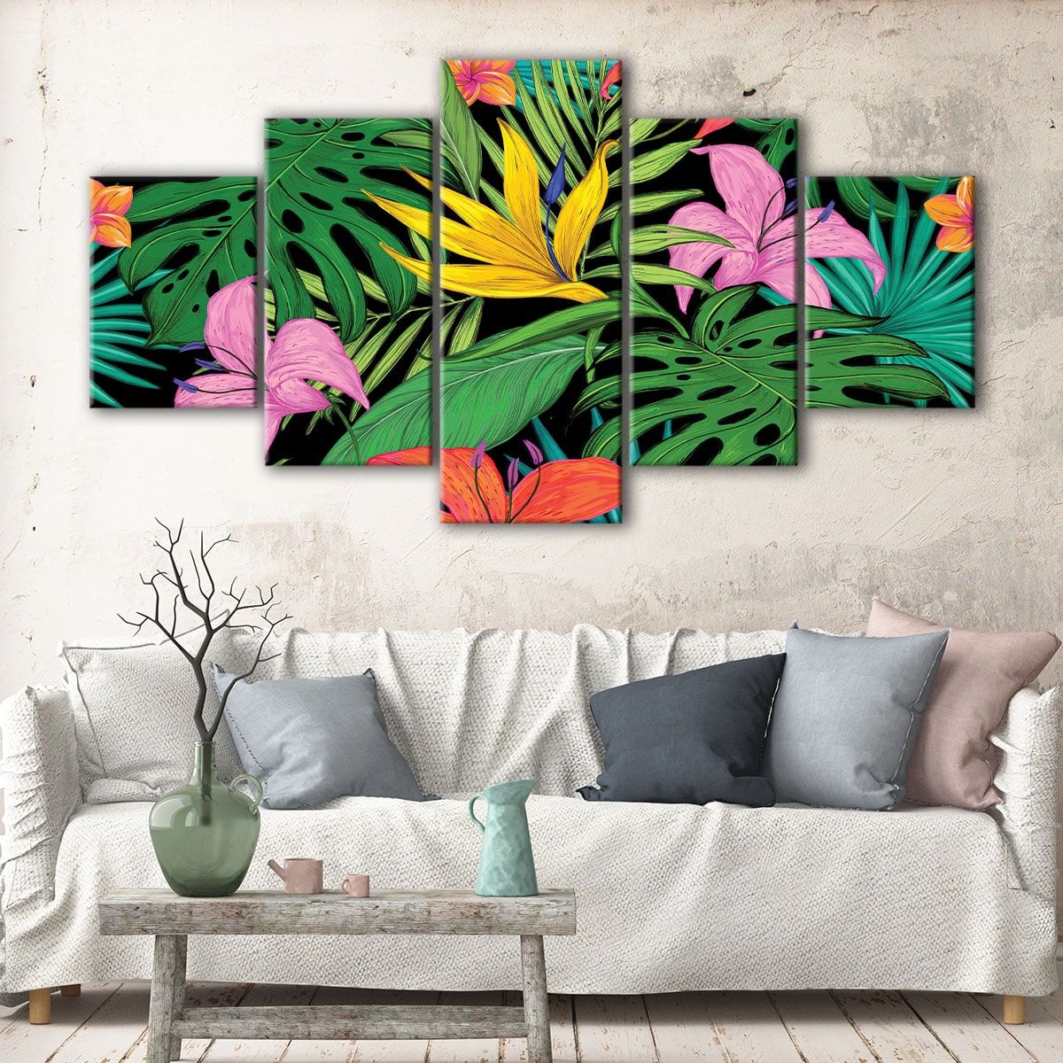 Tropical Leaves Wall Art | Rainbow Leaves Print | Canvas Art Bay Pertaining To Current Tropical Leaves Wall Art (View 16 of 20)