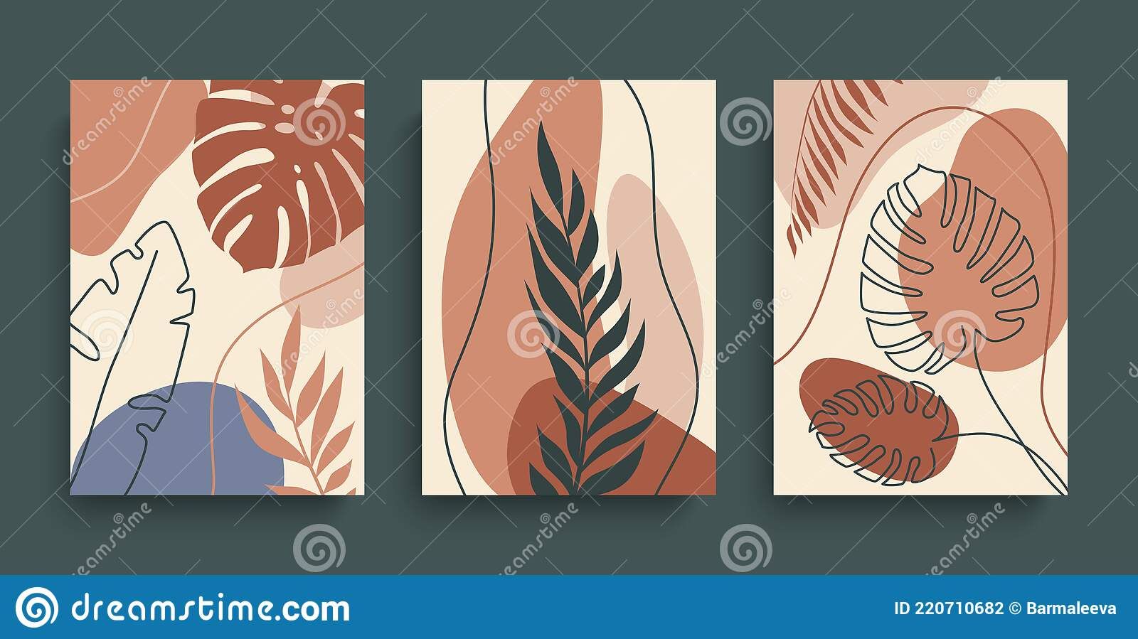 Tropical Leaves Wall Art Vector Set. Abstract Plant Art In Earth Tone With  Geometrical Shapes (View 15 of 20)