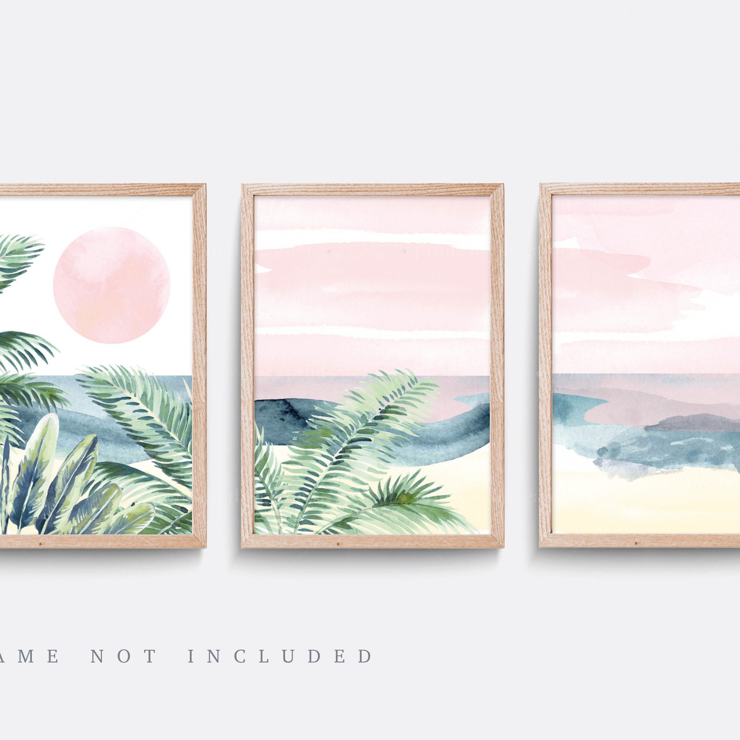Tropical Wall Art Set Of 3 Prints Beach Wall Art Abstract – Etsy Singapore For Most Recently Released Tropical Landscape Wall Art (View 5 of 20)