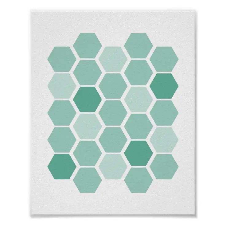 Turquoise Blue Geometric Hexagon Wall Art | Zazzle Regarding Most Up To Date Teal Hexagons Wall Art (Gallery 20 of 20)