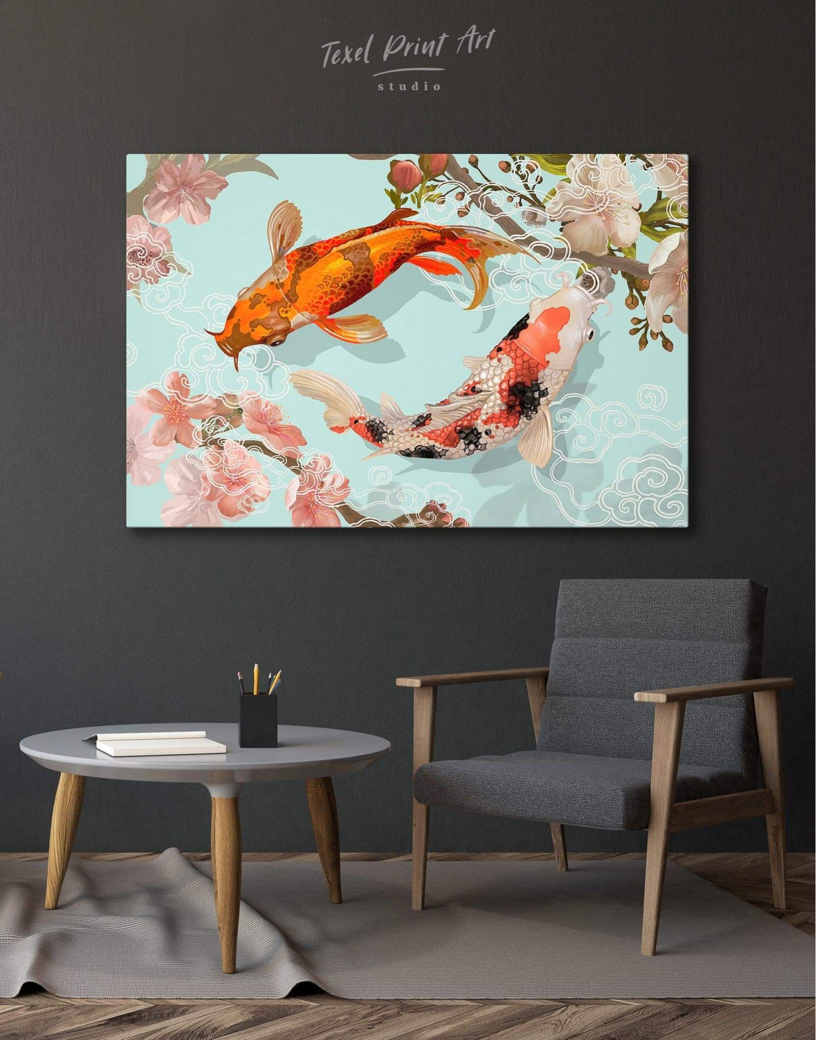 Two Koi Fish Swimming Together Canvas Wall Art | Texelprintart For 2017 Koi Wall Art (View 5 of 20)