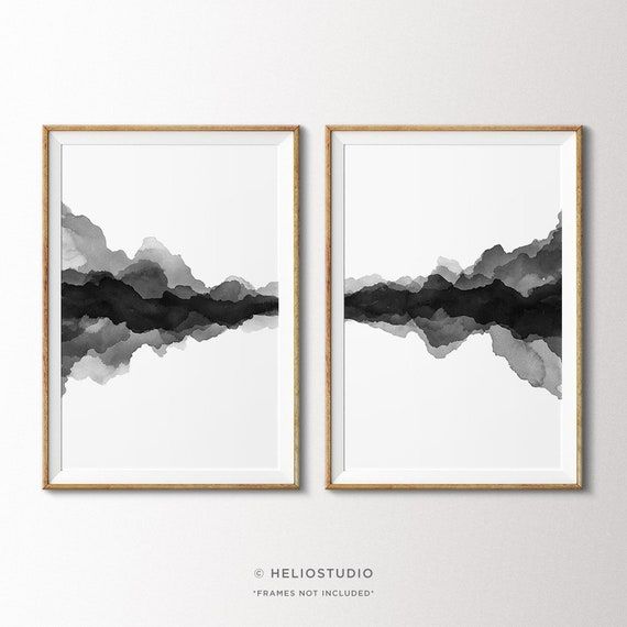 Two Piece Wall Art Abstract Minimalist Landscape Watercolour (View 17 of 20)