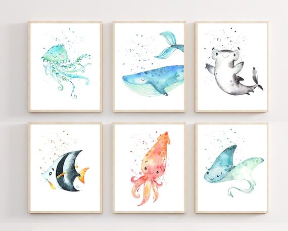 Under The Sea Wall Art Ocean Nursery Prints Sea Themed – Etsy Ireland For Best And Newest The Seawall Art (View 8 of 20)
