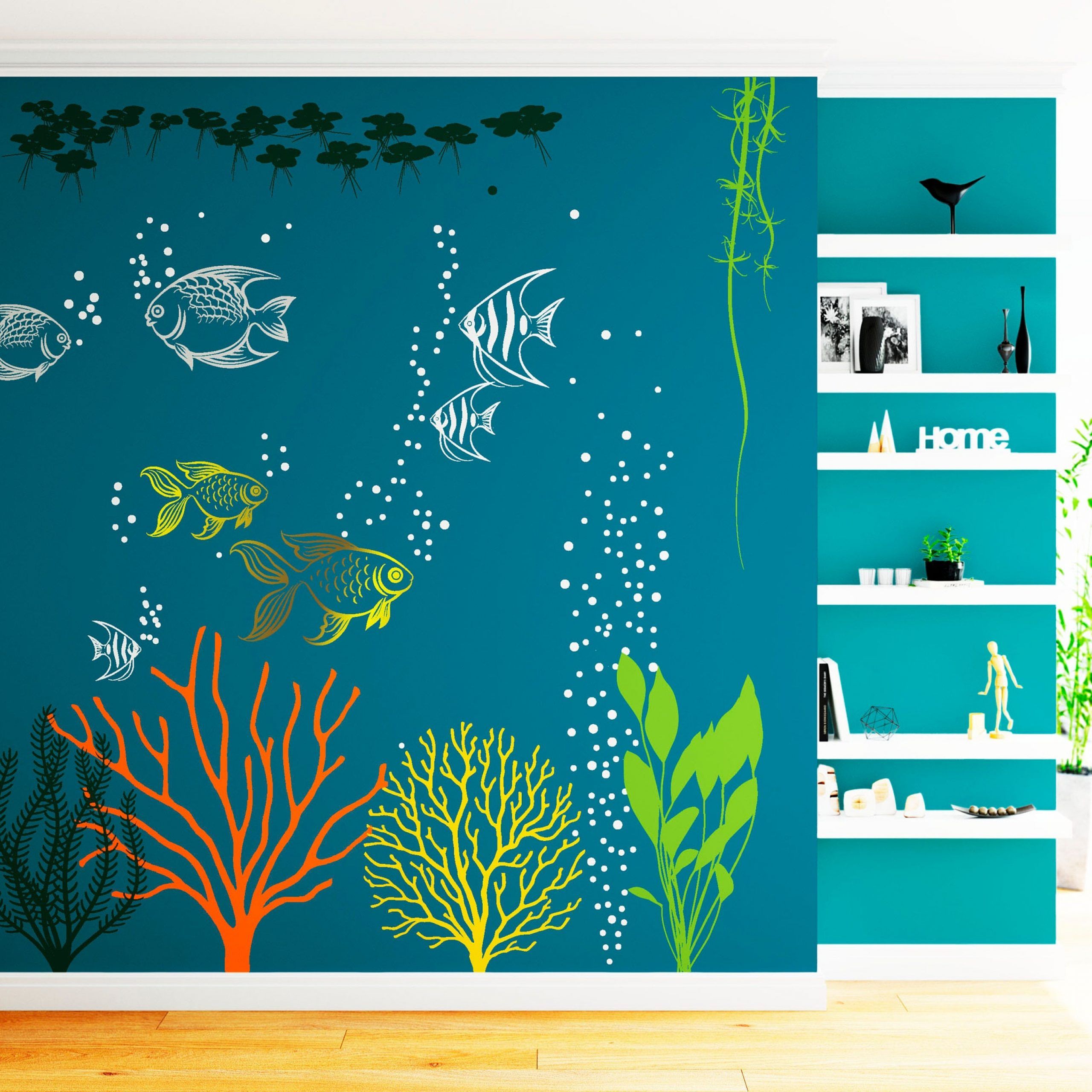 Underwater Wall Decal Under The Sea Aquarium Vinyl Large Art Decor Murals  Absl1 Throughout Newest Underwater Wall Art (View 15 of 20)